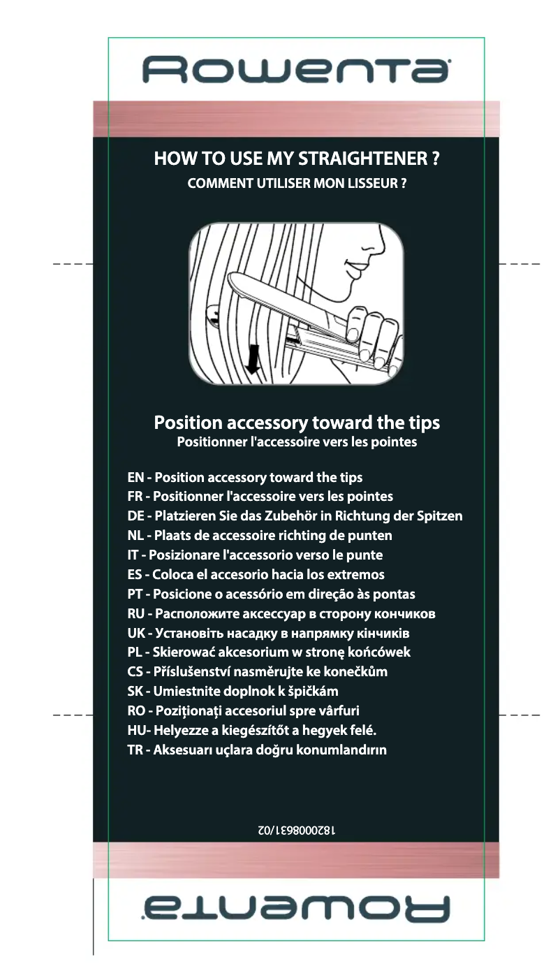 Page 1 de la notice Guide de démarrage rapide Rowenta Express Shine SF4630