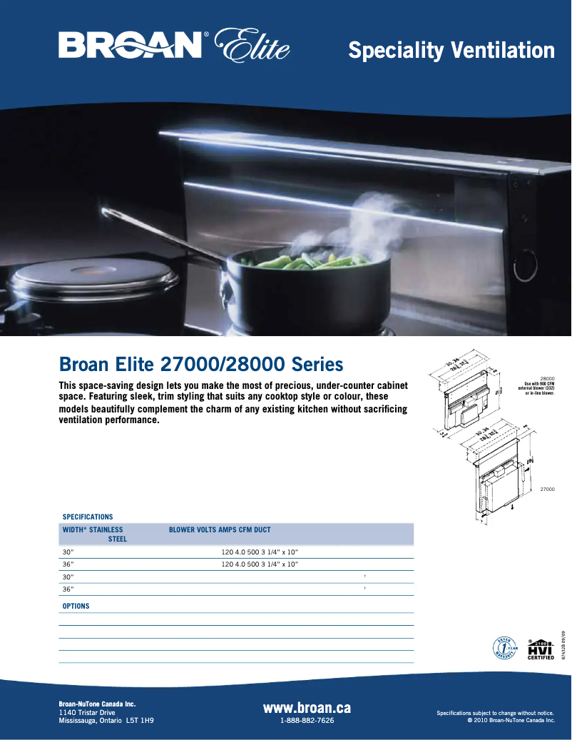 Page 1 de la notice Brochure Broan 273003