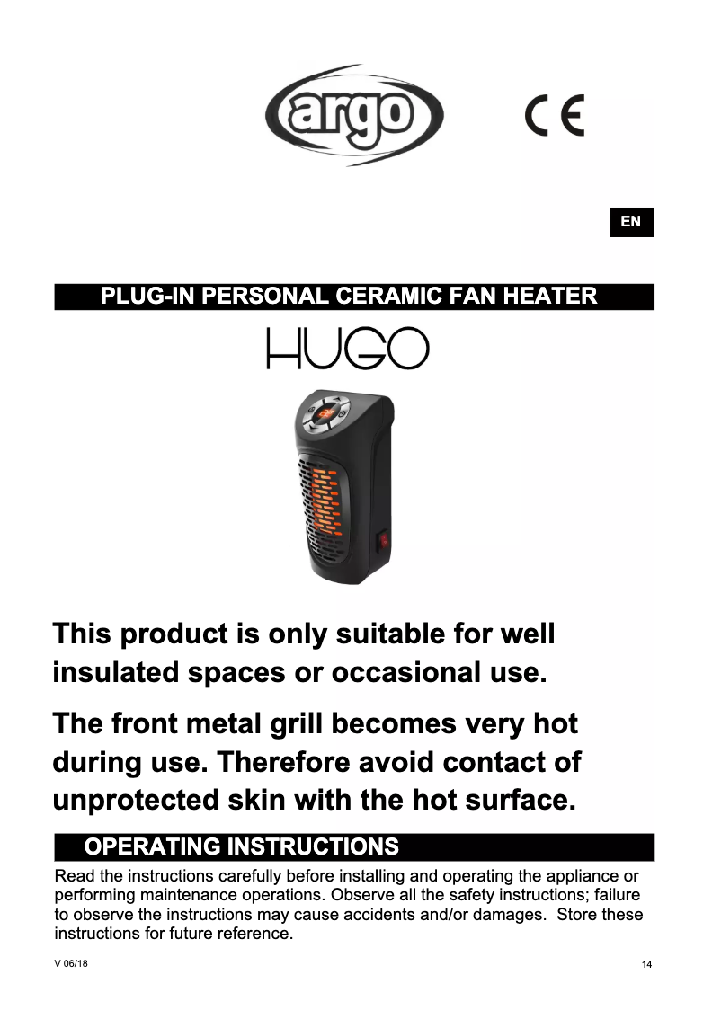 Page n°1 - Manuel utilisateur Argoclima Hugo