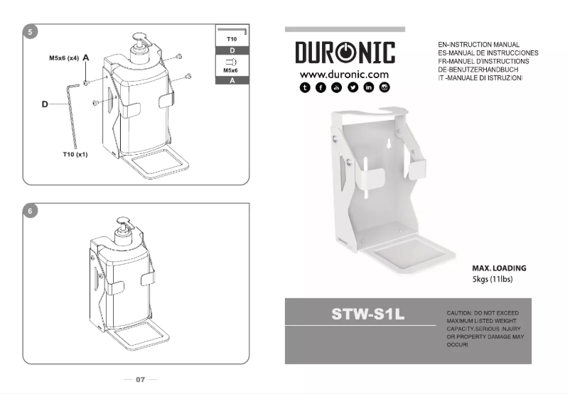 Page 1 de la notice Manuel utilisateur Duronic STW-S1L