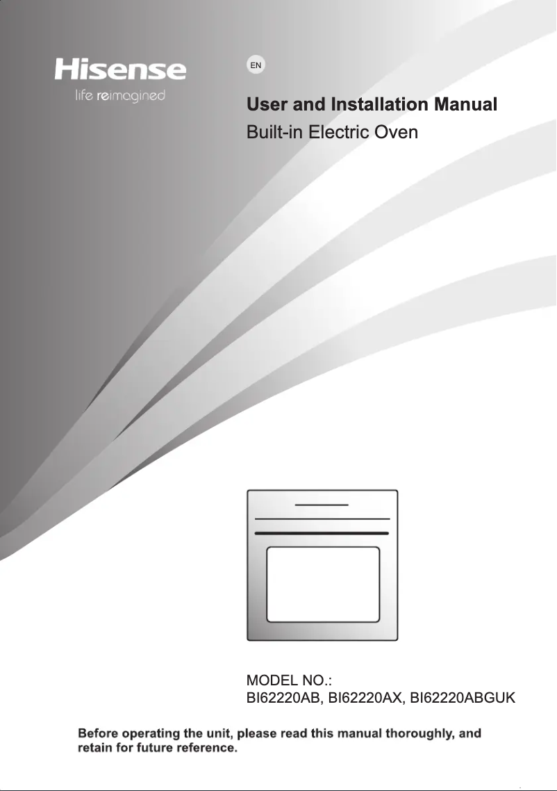 Page 1 de la notice Manuel utilisateur Hisense BI62220ABG
