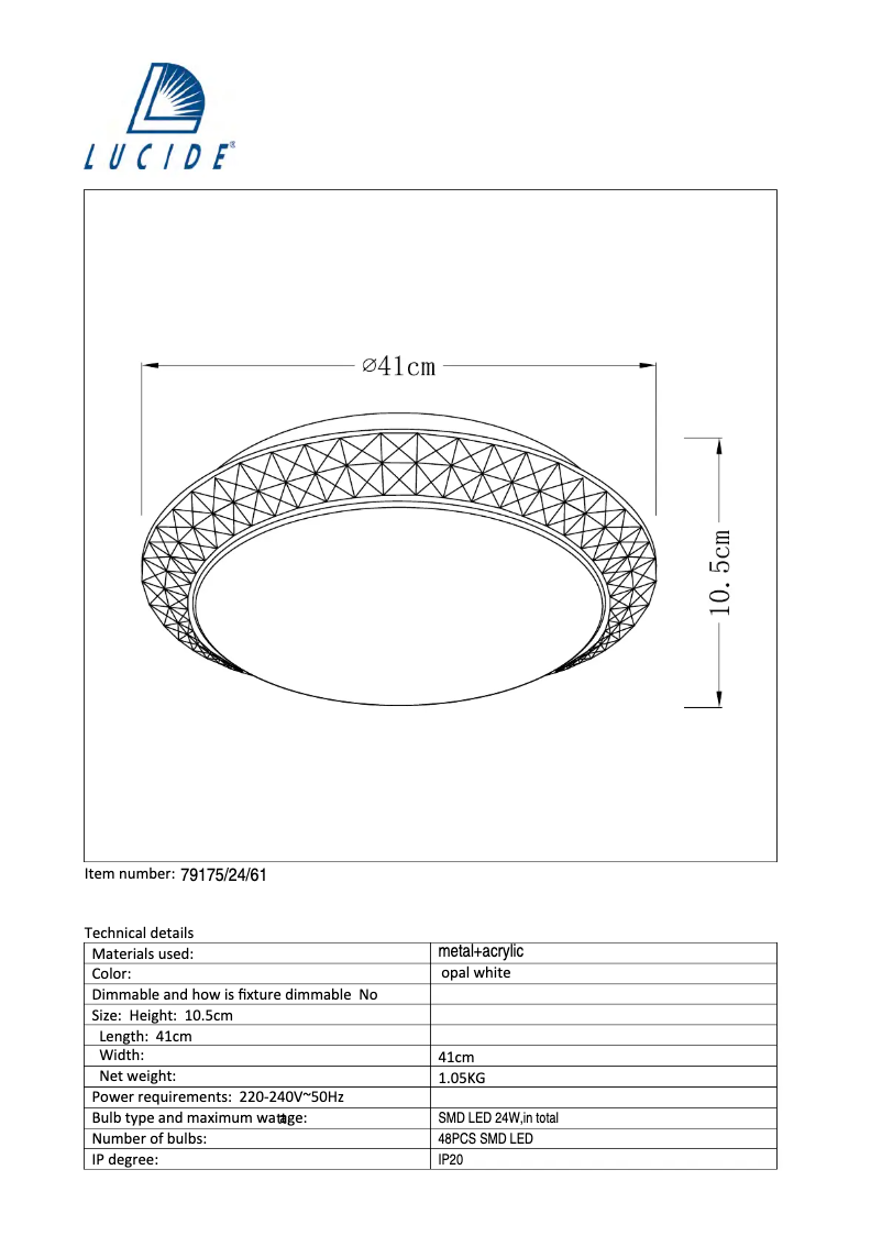 Page 1 de la notice Manuel utilisateur Lucide Betrano 79175/24/61