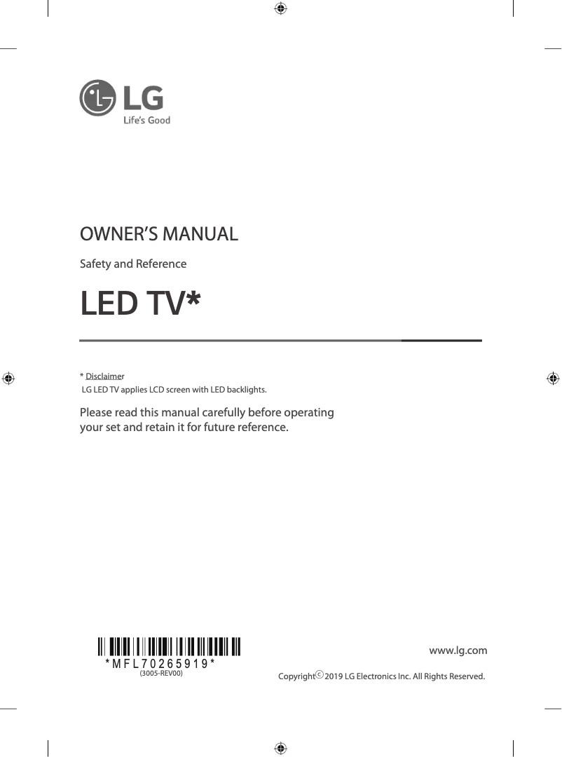 Page 1 de la notice Manuel utilisateur LG 43LM5600PTC