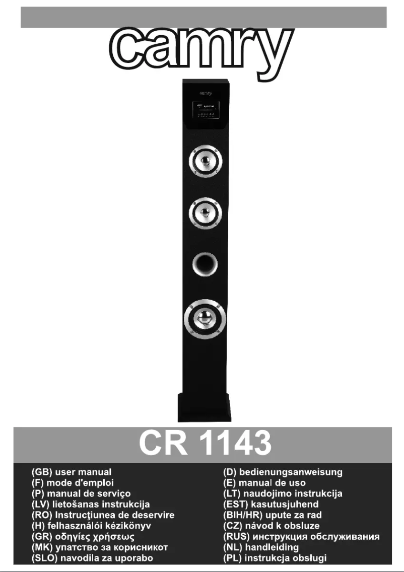 Page 1 de la notice Manuel utilisateur Camry CR 1143