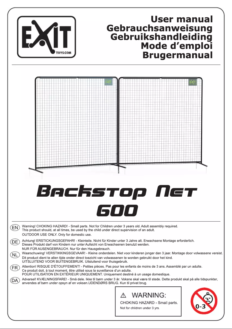 Page 1 de la notice Manuel utilisateur EXIT Backstop Net 600