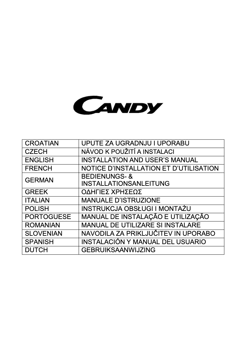 Page n°1 - Manuel utilisateur Candy CCE100NX