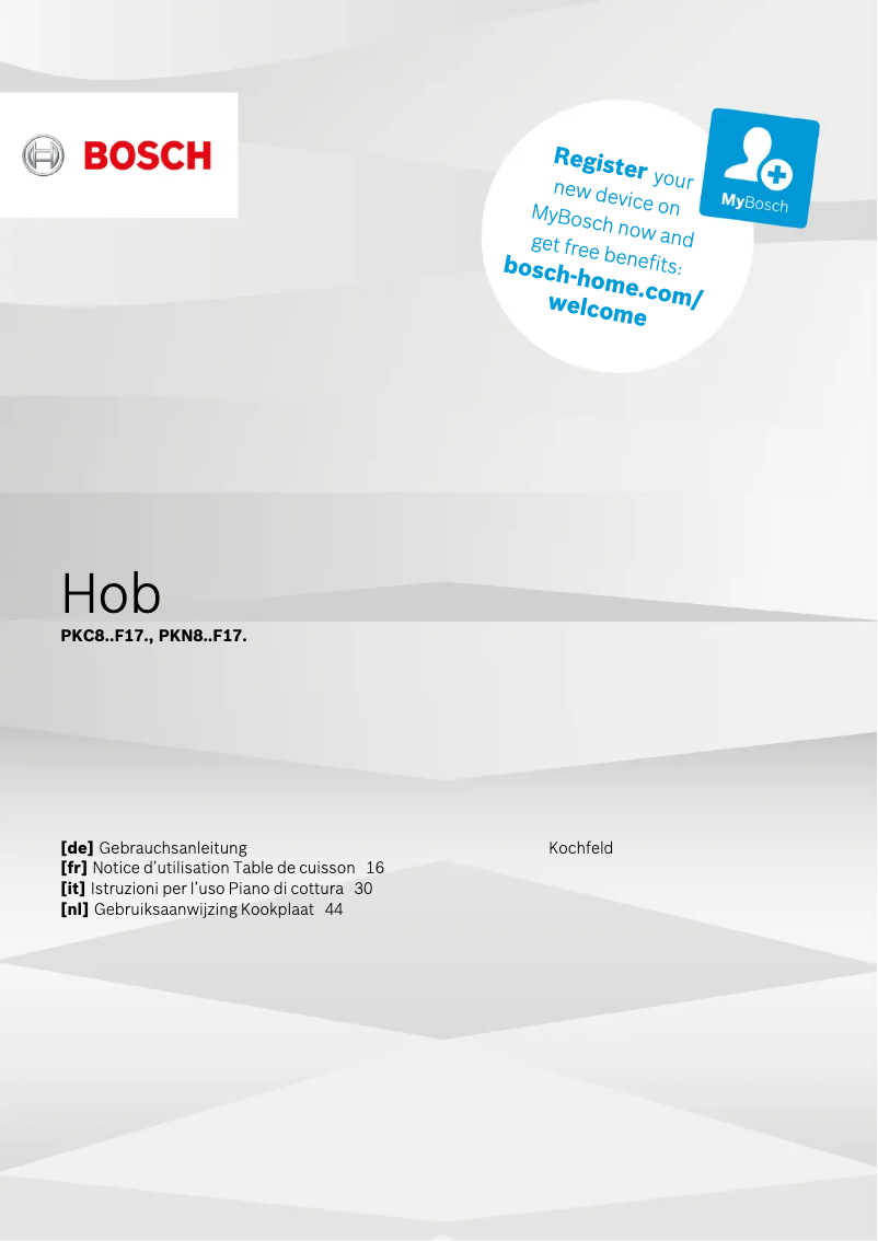 Page n°1 - Manuel utilisateur Bosch PKC845F17