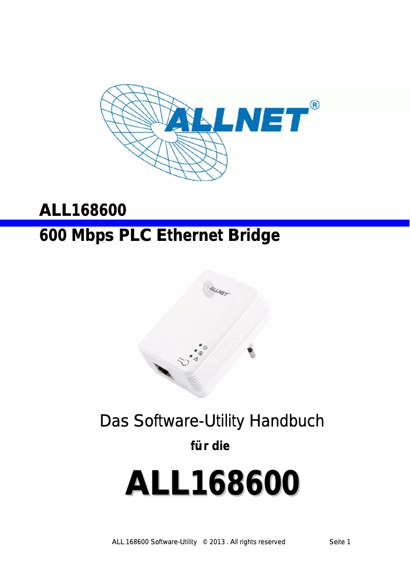 Page n°1 - Manuel utilisateur Allnet ALL168600