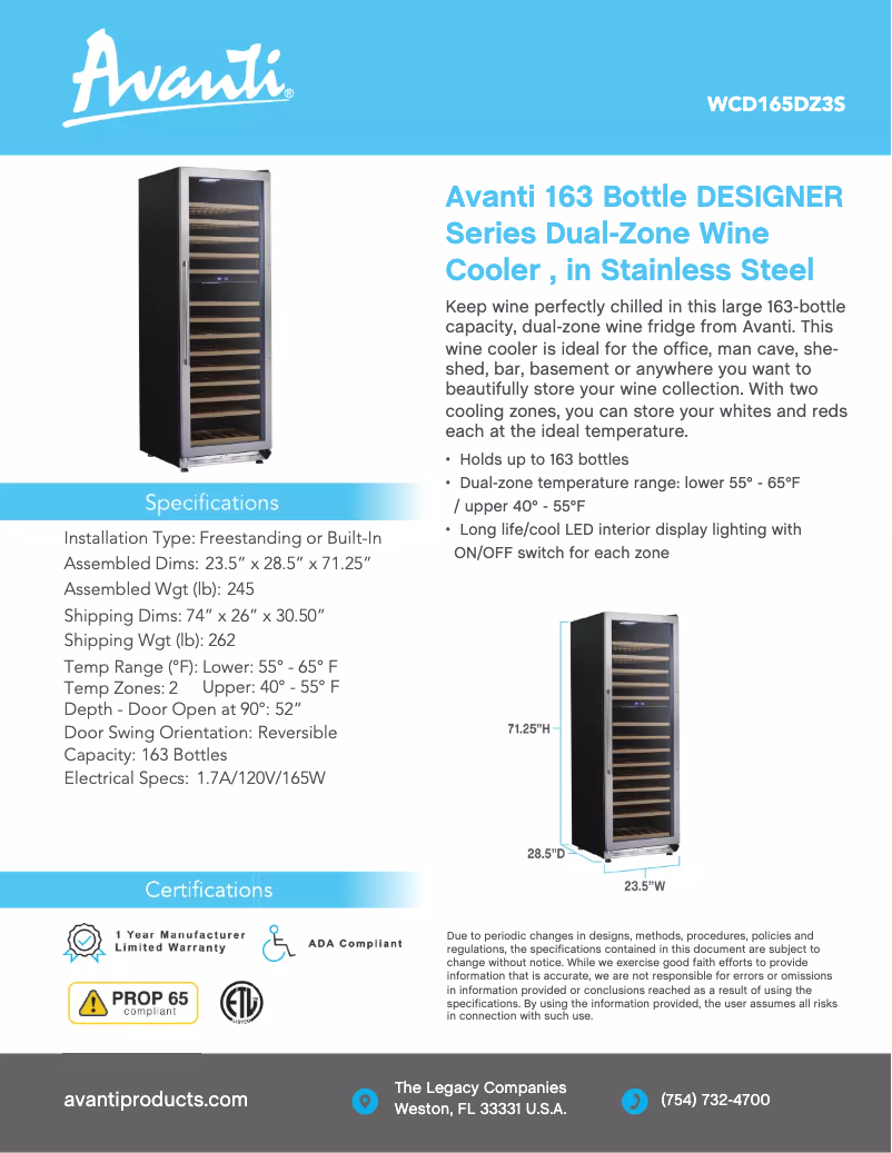 Image de la première page du manuel de l'appareil WCD165DZ3S