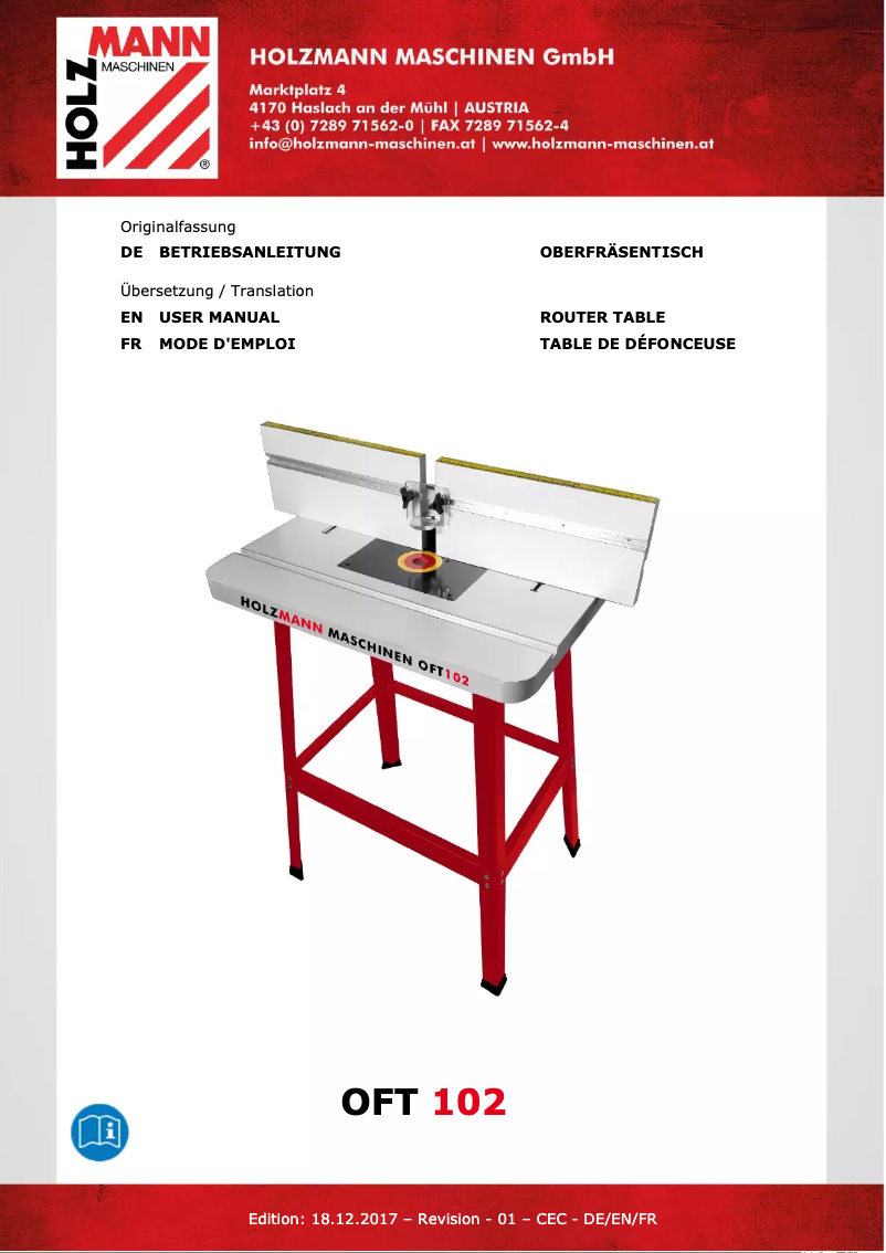 Image de la première page du manuel de l'appareil OFT102