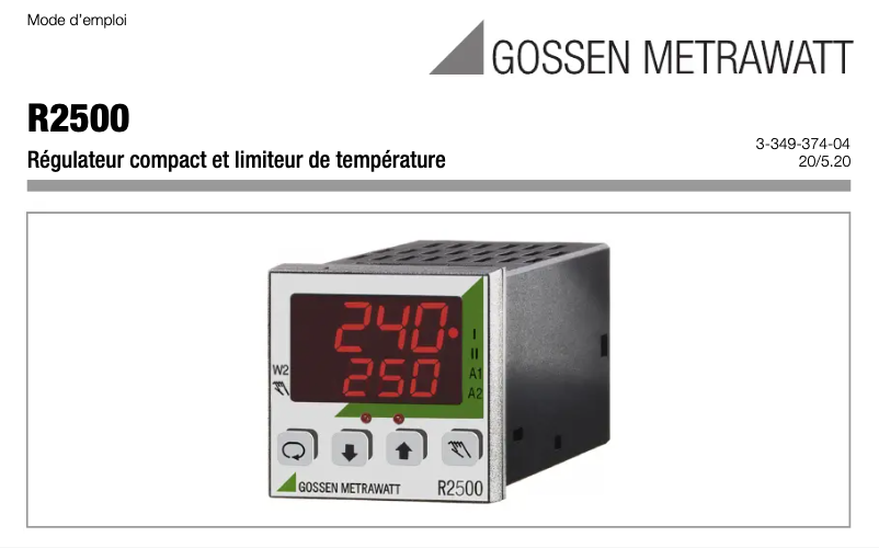 Page n°1 - Manuel utilisateur Gossen Metrawatt R2500