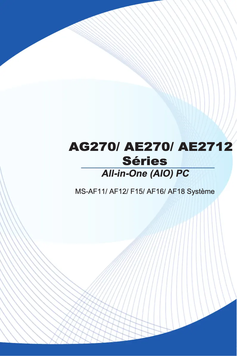 Page 1 de la notice Manuel utilisateur MSI AE2712