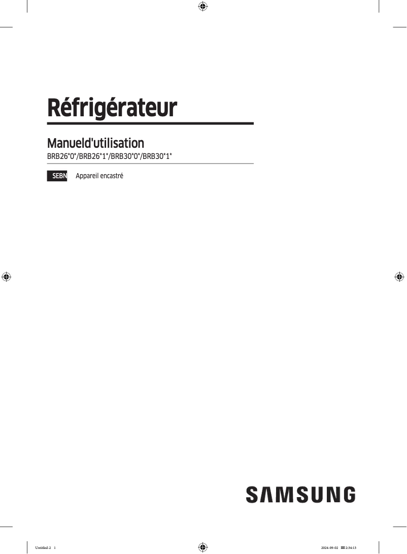 Page 1 de la notice Manuel utilisateur Samsung BRB2N615EWW