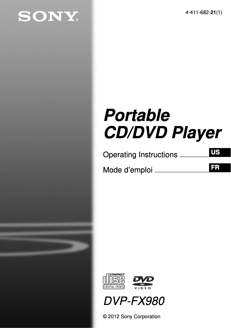 Page n°1 - Manuel utilisateur Sony DVP-FX980