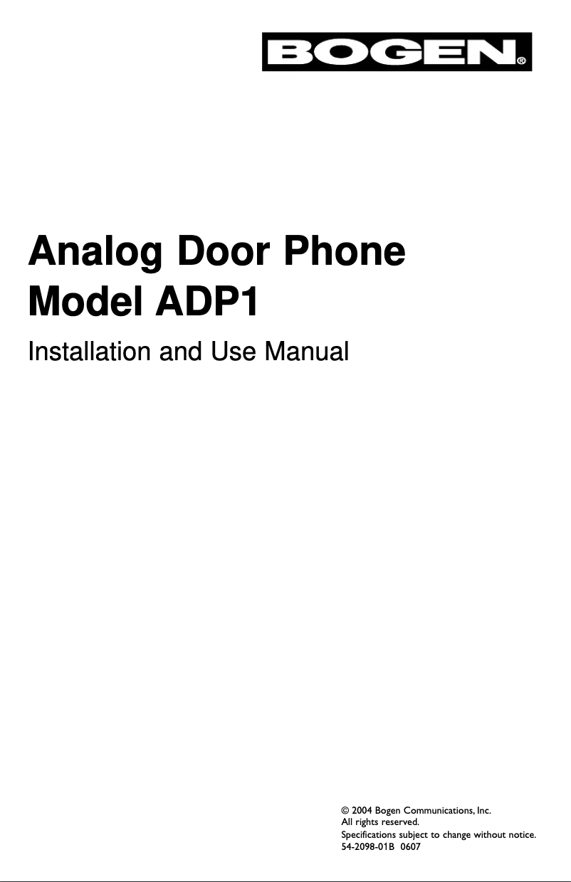 Page n°1 - Manuel utilisateur Bogen ADP1
