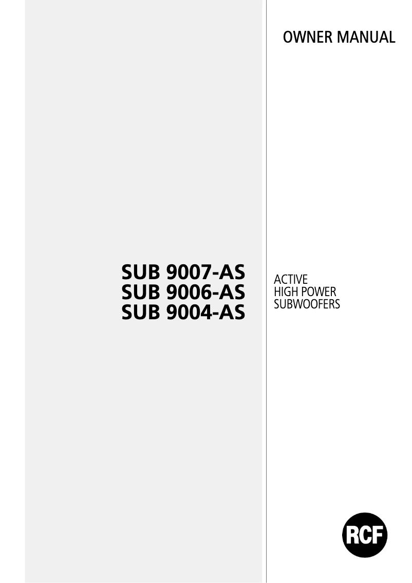 Image de la première page du manuel de l'appareil SUB 9004-AS