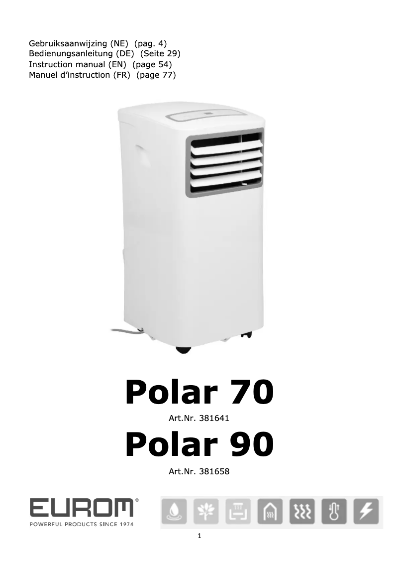 Página 1 del manual Manual de usuario Eurom Polar 90