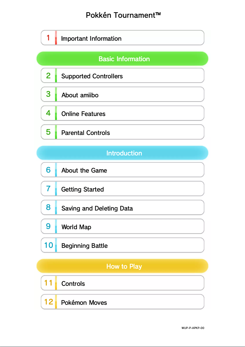 Page 1 de la notice Manuel utilisateur Nintendo Pokkén Tournament (Wii U)