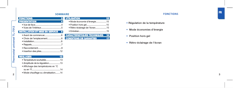 Page 1 de la notice Manuel utilisateur Otio TL-7012