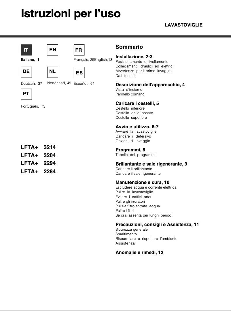 Image de la première page du manuel de l'appareil LFTA+ 3204 HX