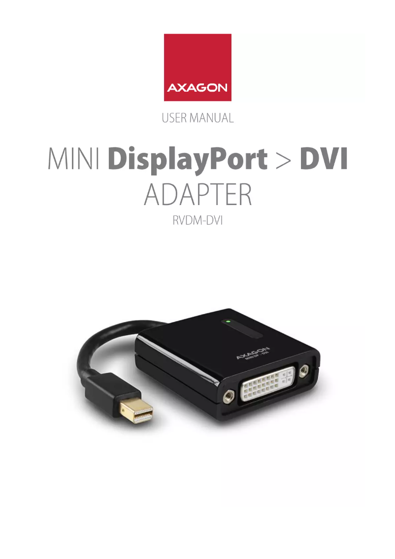 Page 1 de la notice Manuel utilisateur Axagon RVDM-DVI