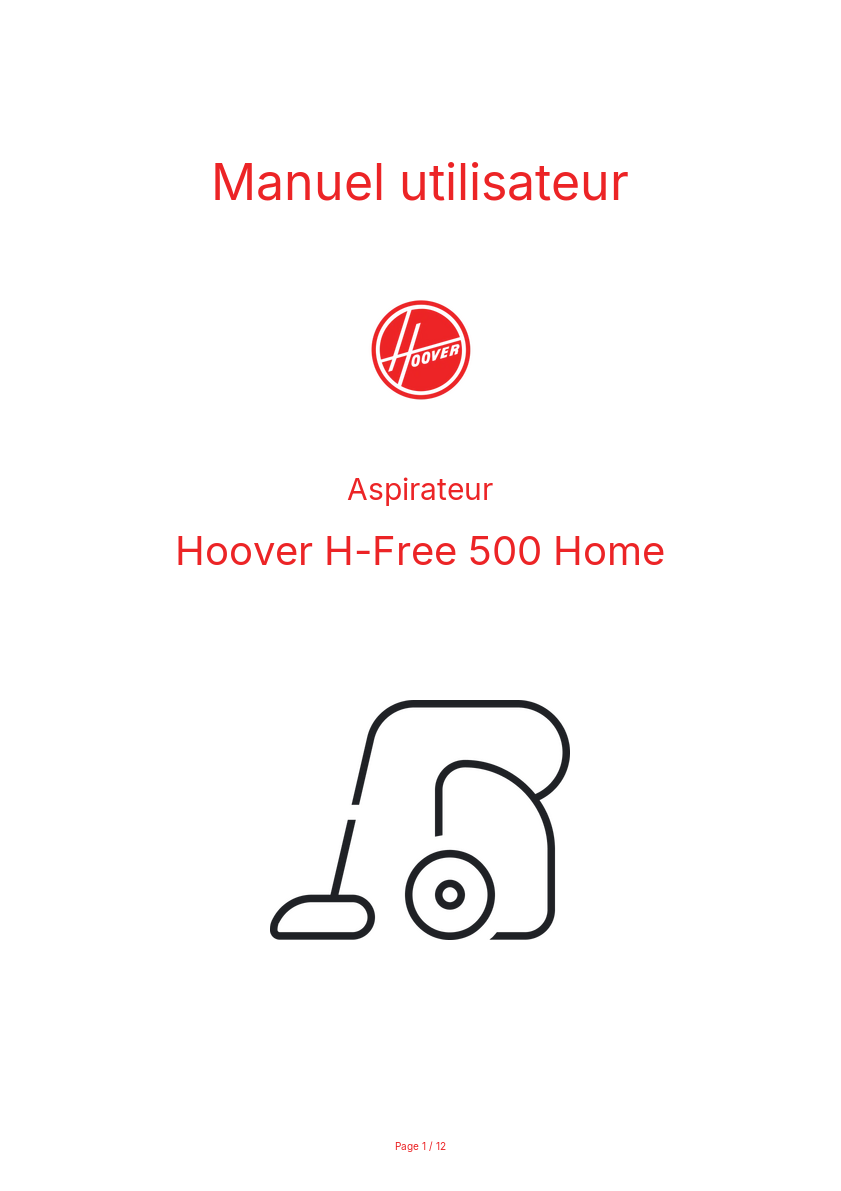 Image de la première page du manuel de l'appareil H-Free 500 Home