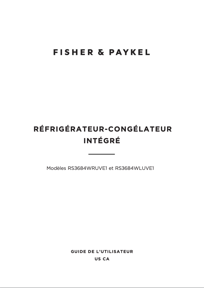 Page 1 de la notice Manuel utilisateur Fisher & Paykel RS3684WLUVE1