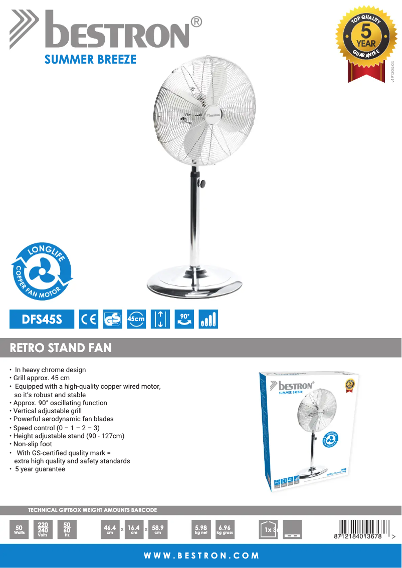 Image de la première page du manuel de l'appareil Summer Breeze DFS45S