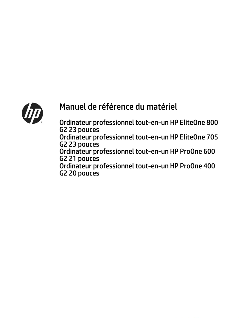 Page 1 de la notice Manuel utilisateur HP EliteOne 800 G2
