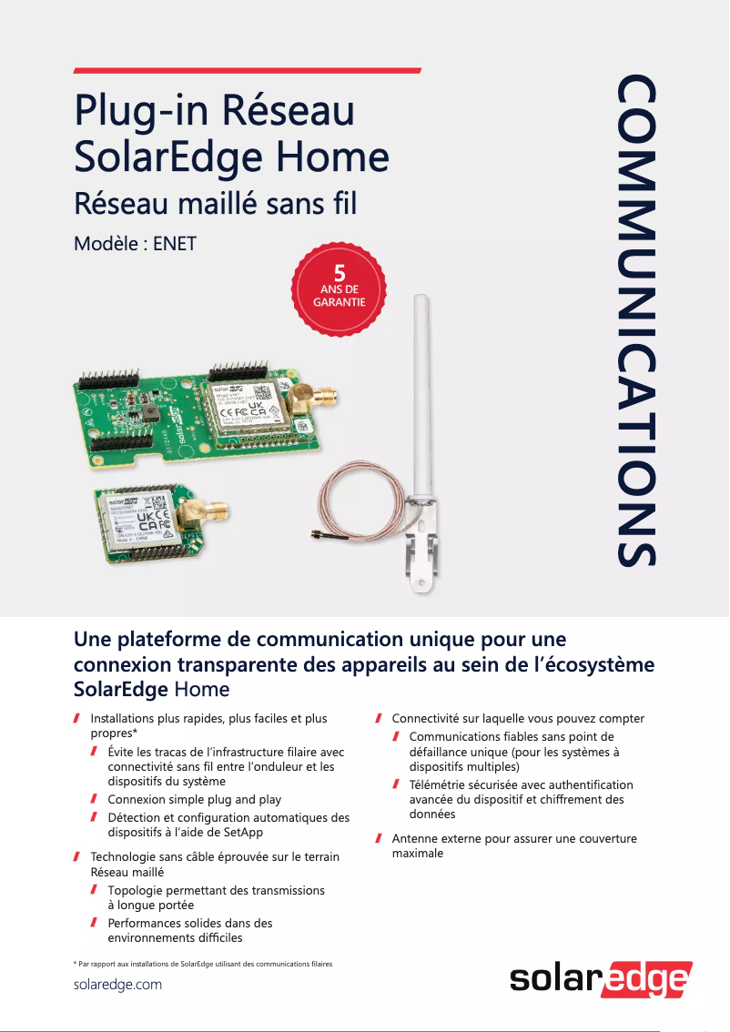 Page 1 de la notice Guide d'installation SolarEdge ENET-HBCL-01