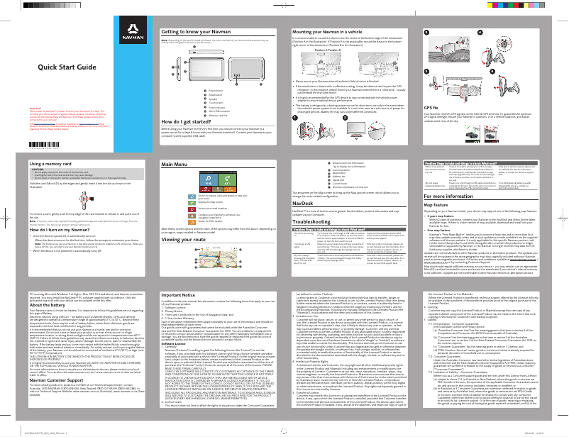 Page n°1 - Guide de démarrage rapide Navman MOVE100