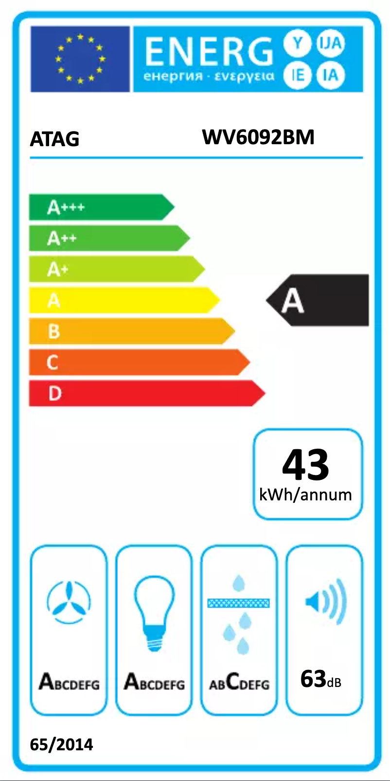 Page n°1 - Label énergétique Atag WV6092BM