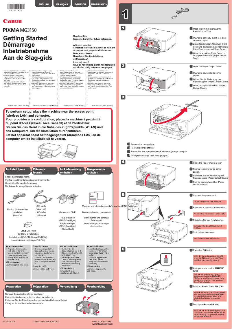 Image de la première page du manuel de l'appareil Pixma MG3155
