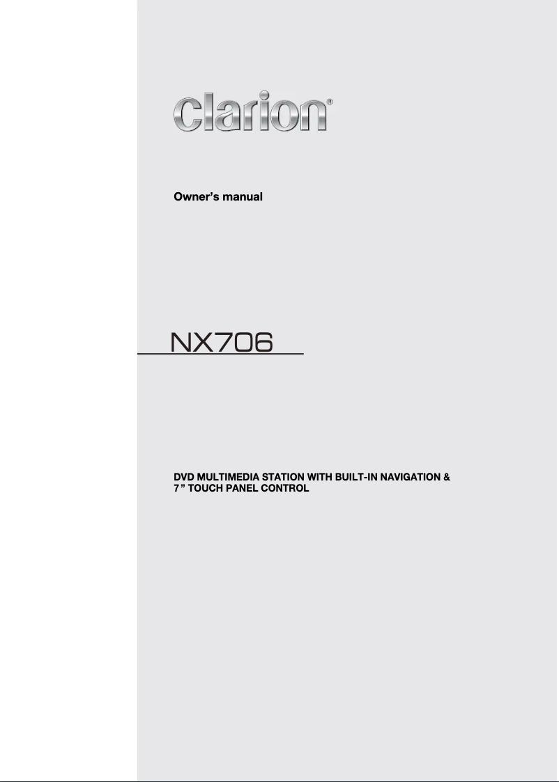 Page n°1 - Manuel utilisateur Clarion NX706