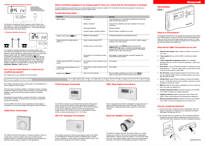 Page n°1 - Manuel utilisateur Honeywell CM67NG