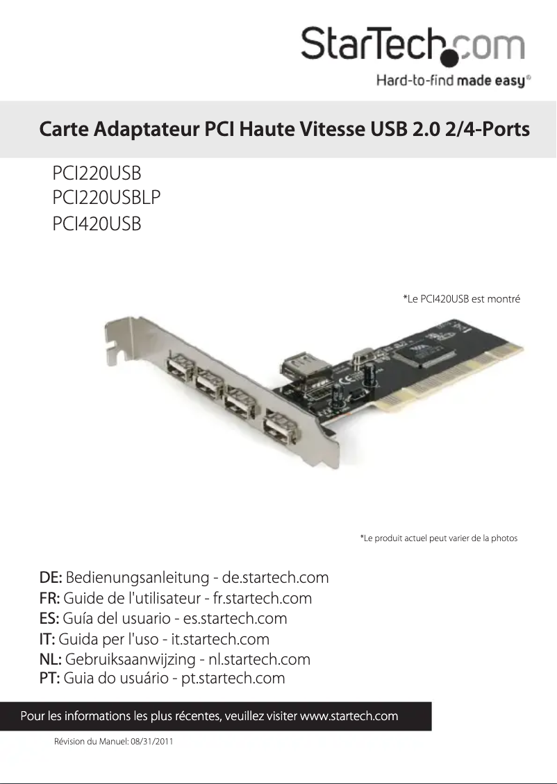 Image de la première page du manuel de l'appareil PCI220USBLP