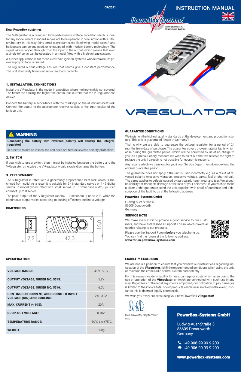 Page 1 de la notice Manuel utilisateur PowerBox Systems 5515