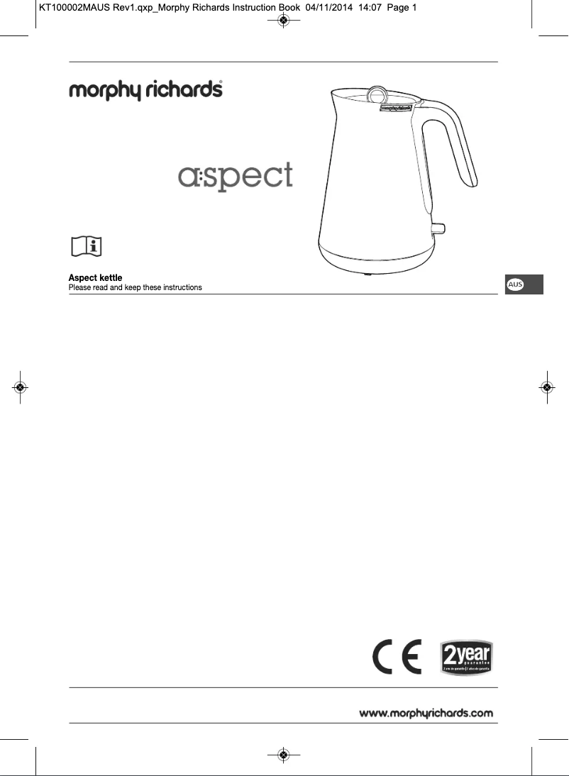 Page 1 de la notice Manuel utilisateur Morphy Richards Aspect 100017