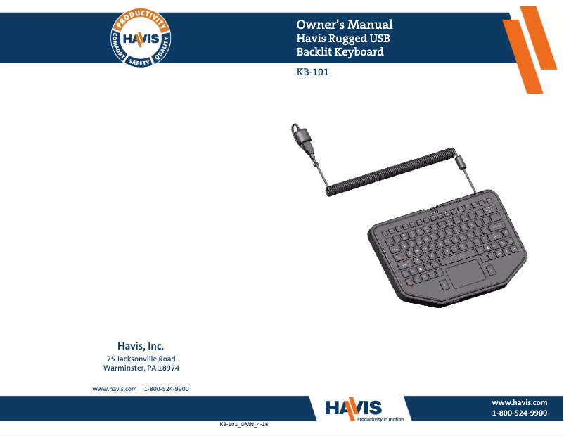 Page 1 de la notice Manuel utilisateur Havis KB-101