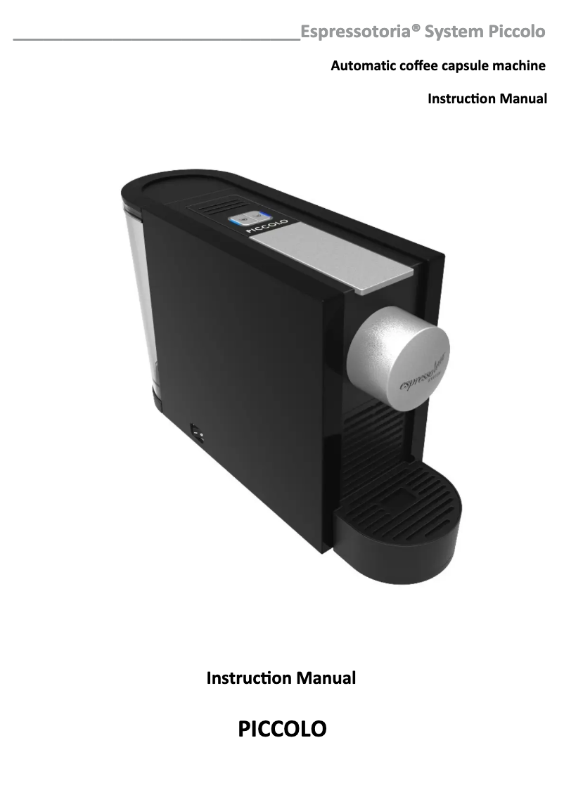 Page 1 de la notice Manuel utilisateur Espressotoria Piccolo