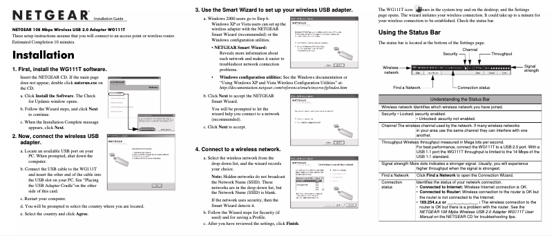 Image de la première page du manuel de l'appareil WG111T