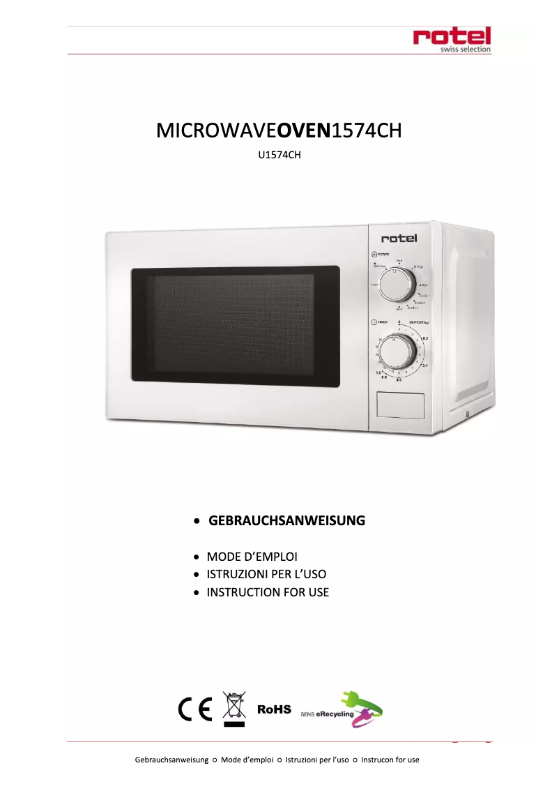 Page n°1 - Manuel utilisateur Rotel MW 574