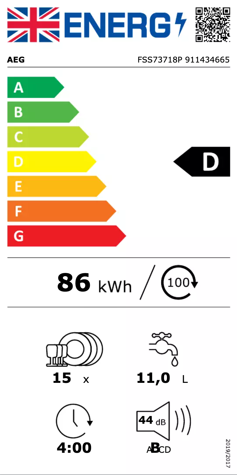 Página 1 del manual Etiqueta energética AEG FSS73718P
