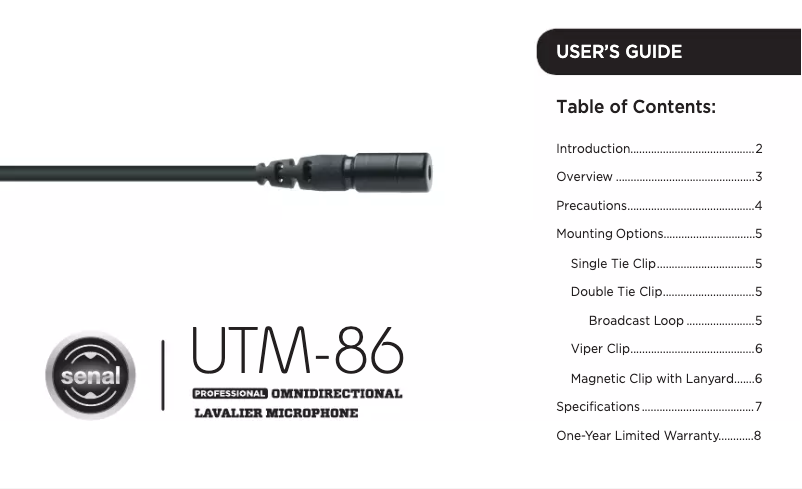 Image de la première page du manuel de l'appareil UTM-86