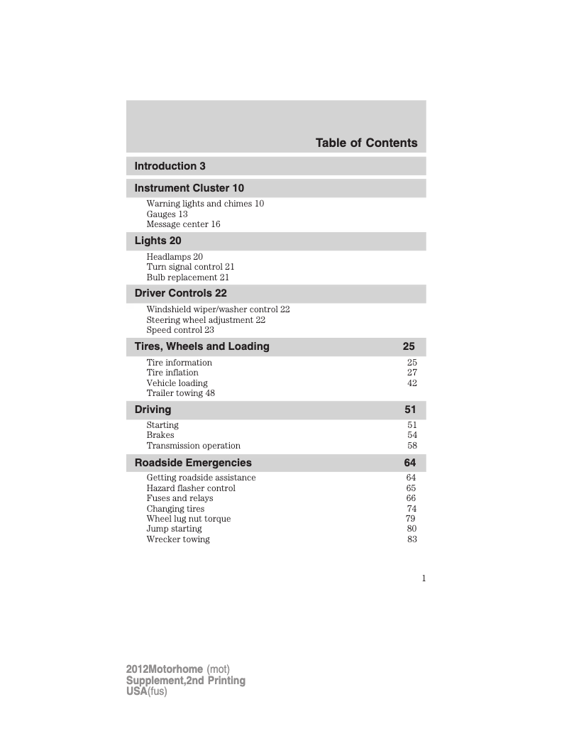 Image de la première page du manuel de l'appareil F-53 Motorhome Chassis (2012)