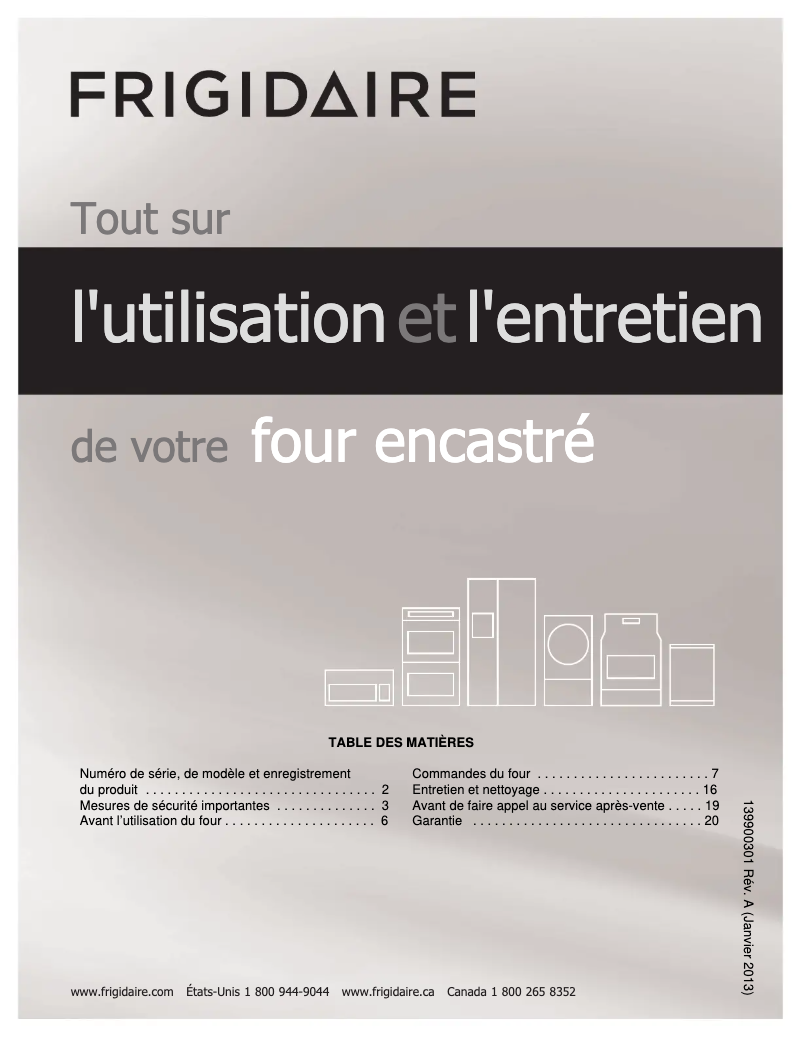 Page n°1 - Manuel utilisateur Frigidaire FFEW2725PW