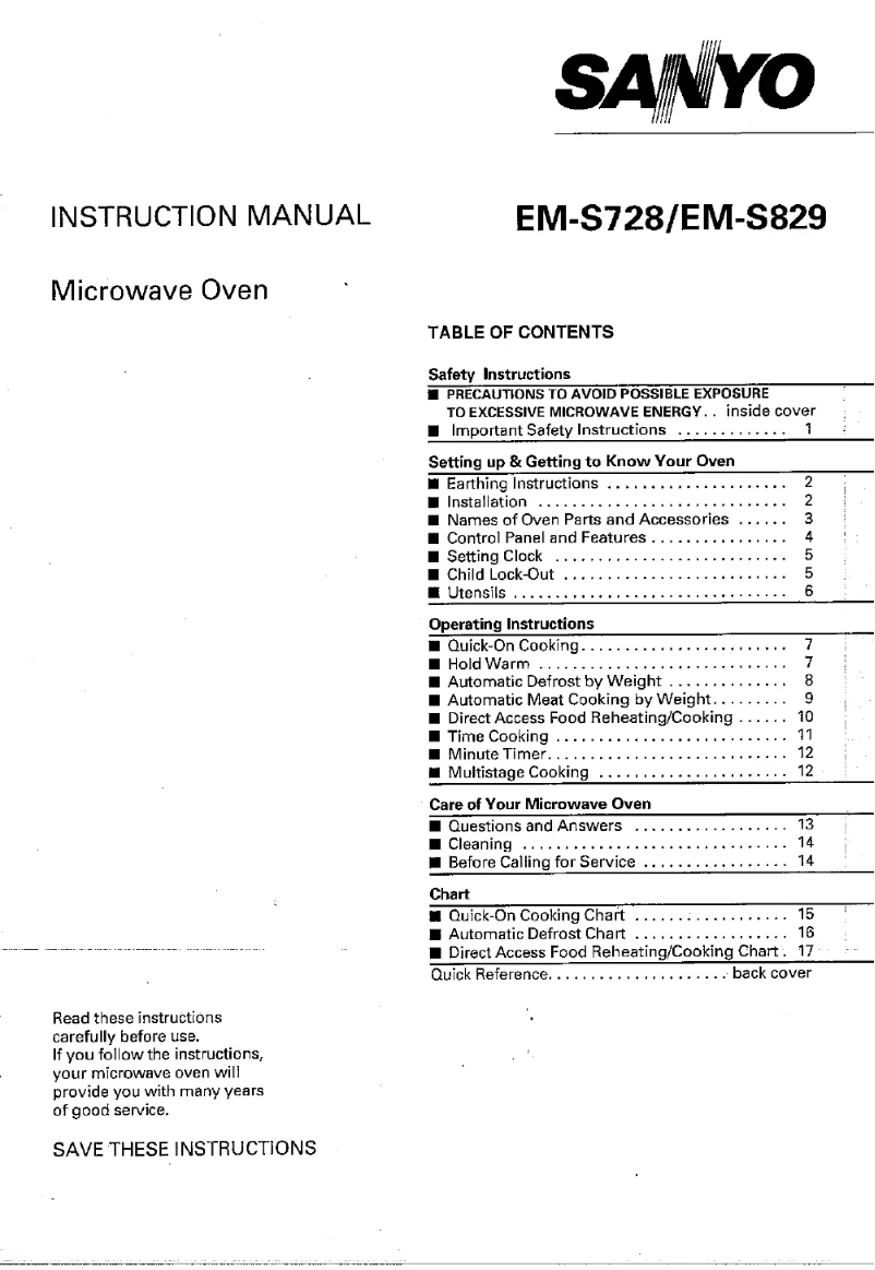 Page 1 of the manual User Manual Sanyo EM-S829
