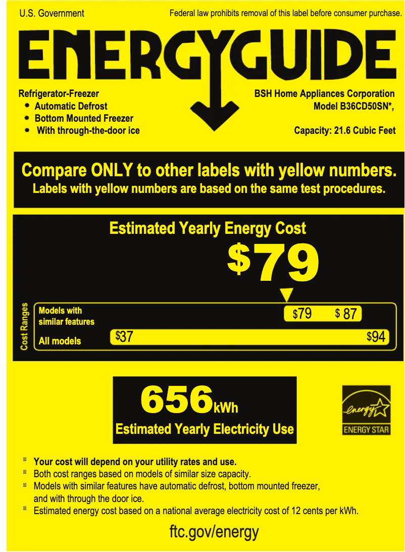 Página 1 del manual Etiqueta energética Bosch B36CD50SNS