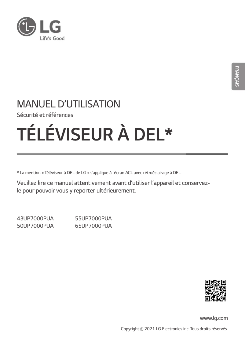 Page n°1 - Manuel utilisateur LG 55UP7000PUA