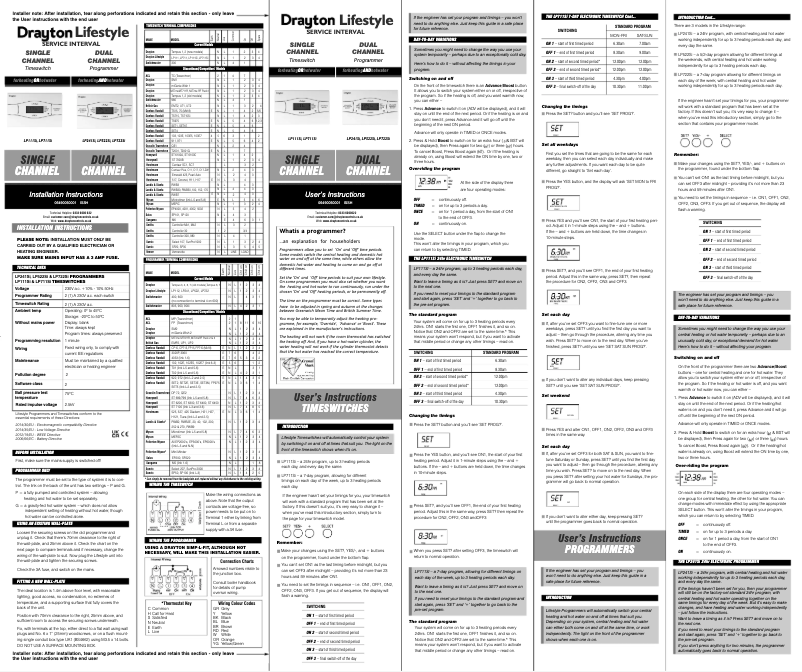 Page 1 de la notice Guide d'installation Drayton Lifestyle LP111Si